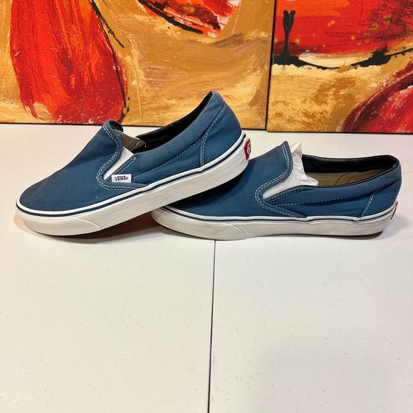 Vans Blue Canvas Slip-On Sneakers, Size 8 Men's (9.5 Women's) - Picture 3 of 6